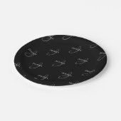 Elegante naam & Monogram | Zwart, Wit & Grijs Papieren Bordje (Gekanteld)