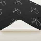 Elegante naam & Monogram | Zwart, Wit & Grijs Sherpa Deken (3/4)