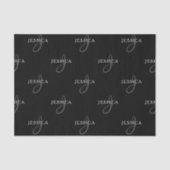 Elegante naam & Monogram | Zwart, Wit & Grijs Tissuepapier (Voorkant)