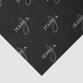 Elegante naam & Monogram | Zwart, Wit & Grijs Tissuepapier (Detail)