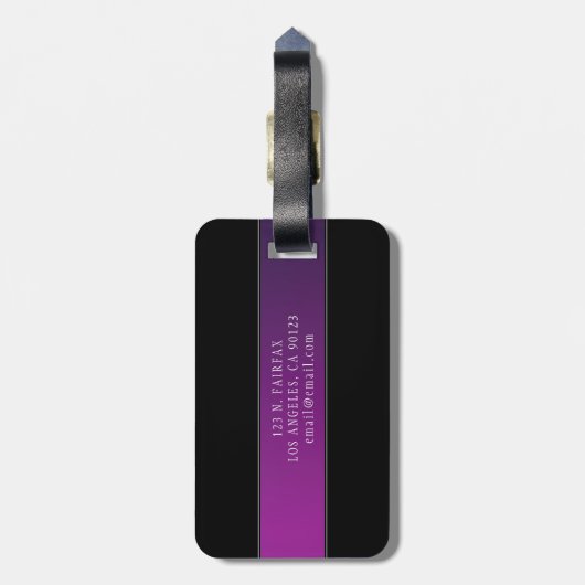 Elegante naam & Monogrammed Initiaal/s Bagagelabel (Achterkant verticaal)