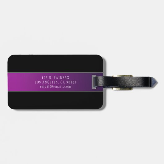 Elegante naam & Monogrammed Initiaal/s Bagagelabel (Achterkant horizontaal)