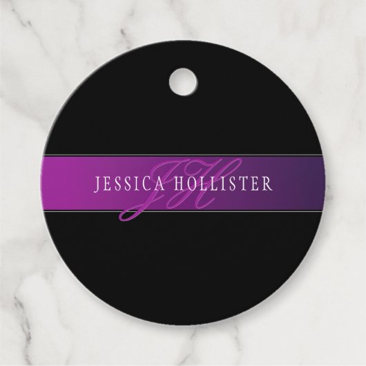 Elegante naam & Monogrammed Initiaal/s Bedankjes Labels (Voorkant)