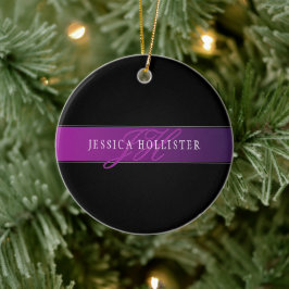 Elegante naam & Monogrammed Initiaal/s Keramisch Ornament