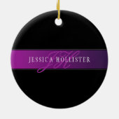 Elegante naam & Monogrammed Initiaal/s Keramisch Ornament (Achterkant)