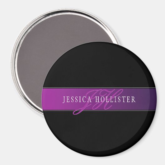 Elegante naam & Monogrammed Initiaal/s Magneet (Voorkant / Achterkant)