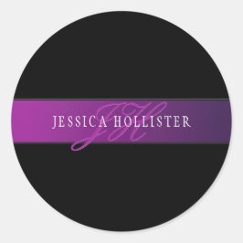 Elegante naam & Monogrammed Initiaal/s Ronde Sticker