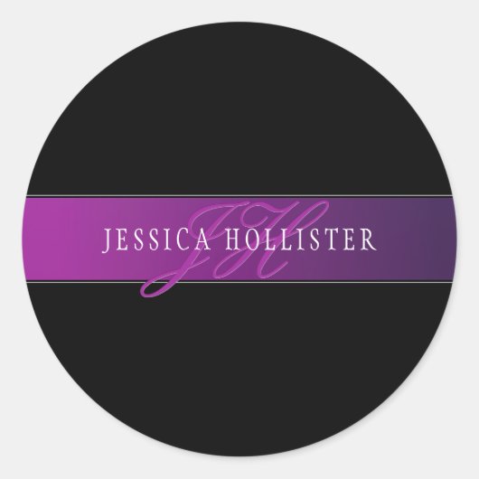 Elegante naam & Monogrammed Initiaal/s Ronde Sticker (Voorkant)