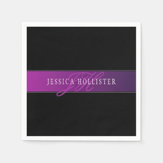 Elegante naam & Monogrammed Initiaal/s Servet (Voorkant)