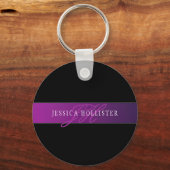 Elegante naam & Monogrammed Initiaal/s Sleutelhanger (Voorkant)