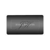 Elegante Naam & Monogrammed Initialen | Zwart & Gr Etiket (Voorkant)