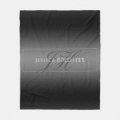 Elegante Naam & Monogrammed Initialen | Zwart & Gr Fleece Deken (Voorkant)