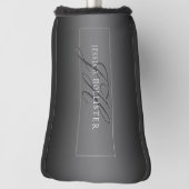Elegante Naam & Monogrammed Initialen | Zwart & Gr Golfheadcover (Draai 90)