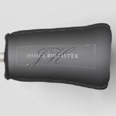 Elegante Naam & Monogrammed Initialen | Zwart & Gr Golfheadcover (Voorkant)