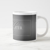 Elegante Naam & Monogrammed Initialen | Zwart & Gr Grote Koffiekop (Rechts)