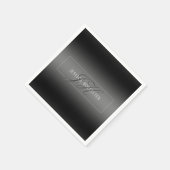 Elegante Naam & Monogrammed Initialen | Zwart & Gr Servet (Hoek)