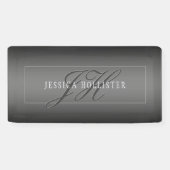 Elegante Naam & Monogrammed Initialen | Zwart & Gr Spandoek (Horizontaal)