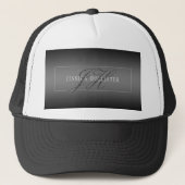 Elegante Naam & Monogrammed Initialen | Zwart & Gr Trucker Pet (Voorkant)