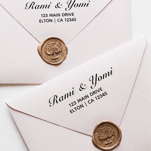 Elegante Naam Monogrammed Typografie Retouradres Zelfinktende Stempel