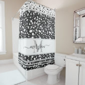Elegante naam & Monogrammed wit en zwart Douchegordijn (In situ)