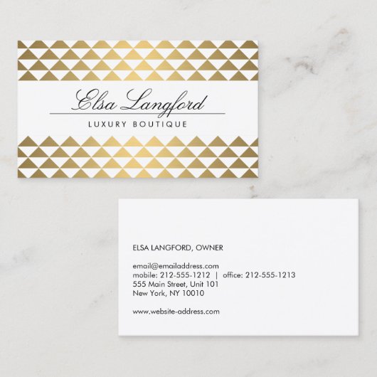 Elegante naam op Gold Prism Pattern Visitekaartje (Voorkant / Achterkant)