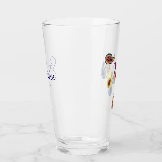 Elegante naam, Papier Gewatteerde Paisleys 16oz Pi Glas (Links)