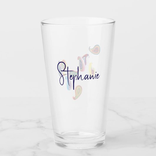 Elegante naam, Papier Gewatteerde Paisleys 16oz Pi Glas (Voorkant)