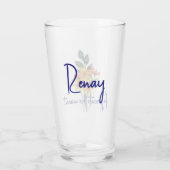 Elegante Naam Quote Papier Gewatteerde Bloemen 16o Glas (Achterkant)