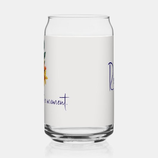 Elegante Naam Quote Papier Gewatteerde Bloemen Blikvorm Glas (Links)