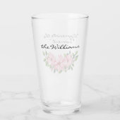 Elegante Naam Quote Roze Poinsettia 16oz Pint Glas (Achterkant)