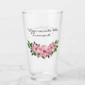 Elegante Naam Quote Roze Poinsettia 16oz Pint Glas (Voorkant)
