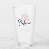 Elegante Naam Quote Roze Poinsettia 16oz Pint Glas (Voorkant)