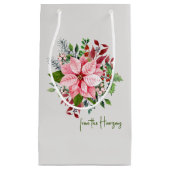 Elegante naam, roze poinsettia boeket klein cadeauzakje (Voorkant)