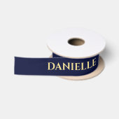 Elegante Naam Satijnen Lint | Navy & Goud Schrift (Spoel)