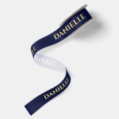 Elegante Naam Satijnen Lint | Navy & Goud Schrift (Achterkant)