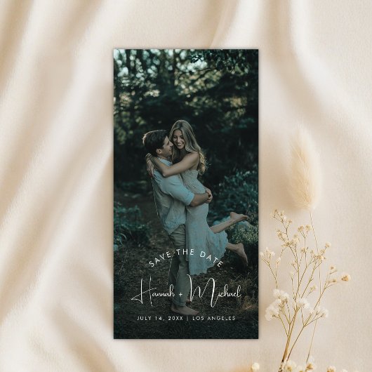 Elegante Naam Schrift Moderne Trouwfoto Boeklegger Save The Date