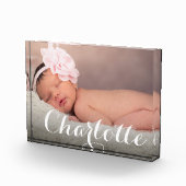 Elegante naam Script Overlay Custom Baby Photo Fotoblokken (Rechts)