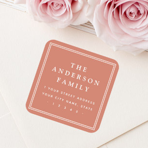 Elegante naamgrens terracotta retouradres vierkante sticker