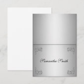 Elegante naamkaartjes_zilveren bloemslinger kaart (Voorkant / Achterkant)