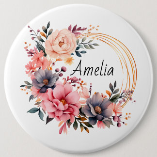 Elegante naamknop in schrijfletter ronde button 6,0 cm