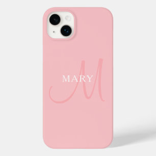 Elegante naammonogram Lichtroze Case-Mate iPhone 14 Plus Hoesje