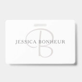 Elegante naammonogram | Wit & Grijs Badge (Achterkant)