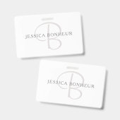 Elegante naammonogram | Wit & Grijs Badge (Voor- en achterkant)