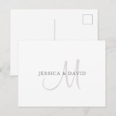 Elegante naammonogram | Wit & Grijs Briefkaart (Voorkant / Achterkant)