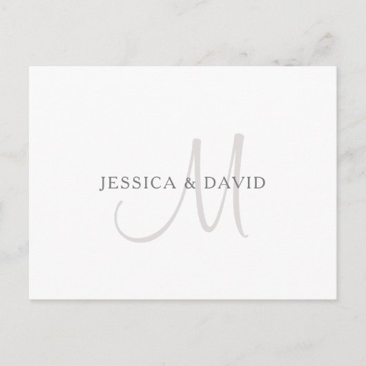 Elegante naammonogram | Wit & Grijs Briefkaart (Voorkant)