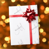 Elegante naammonogram & wit & grijs cadeaupapier