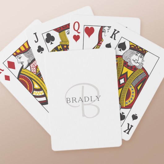 Elegante naammonogram | Wit & Grijs Pokerkaarten