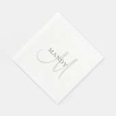 Elegante naammonogram | Wit & Grijs Servet (Hoek)