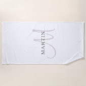 Elegante naammonogram | Wit & Grijs Strandlaken (Voorkant)