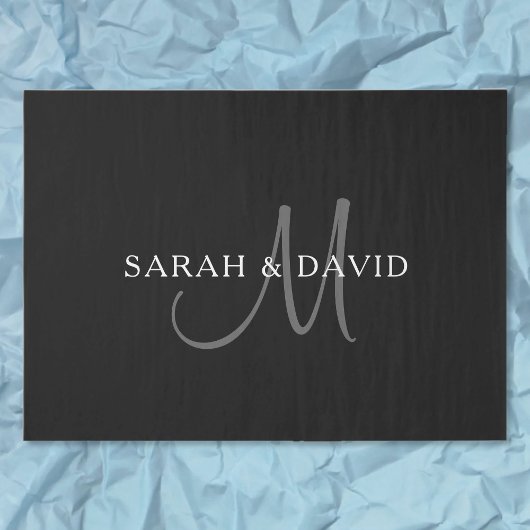 Elegante naammonogram | Zwart & Grijs Tissuepapier